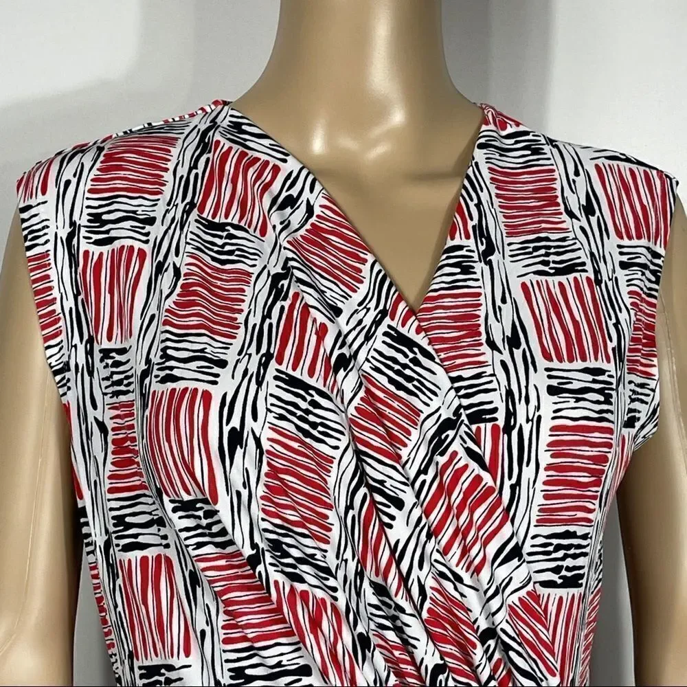 Michael Kors Red and Blue Wrap Midi Dress